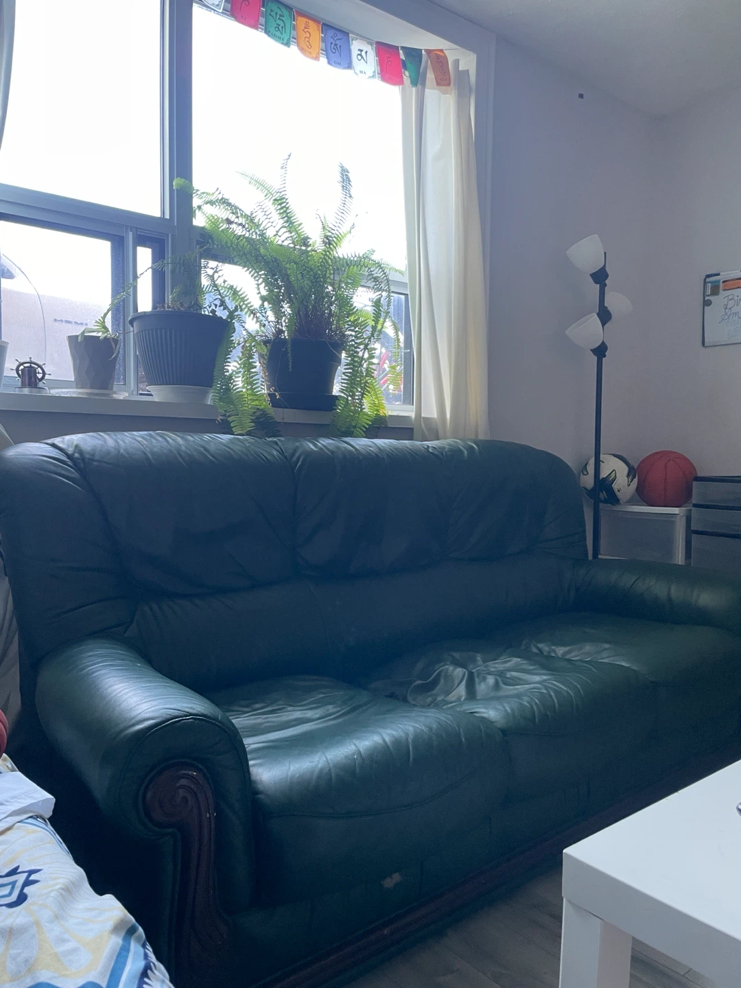 Green Leather 3-Seater Sofa - photo 2