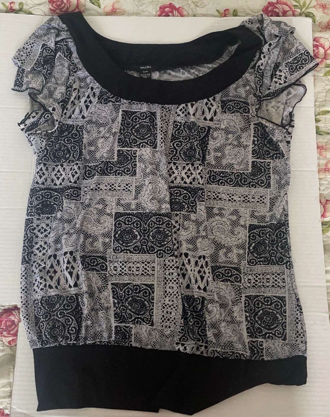 Women's Top - Black & White Pattern
