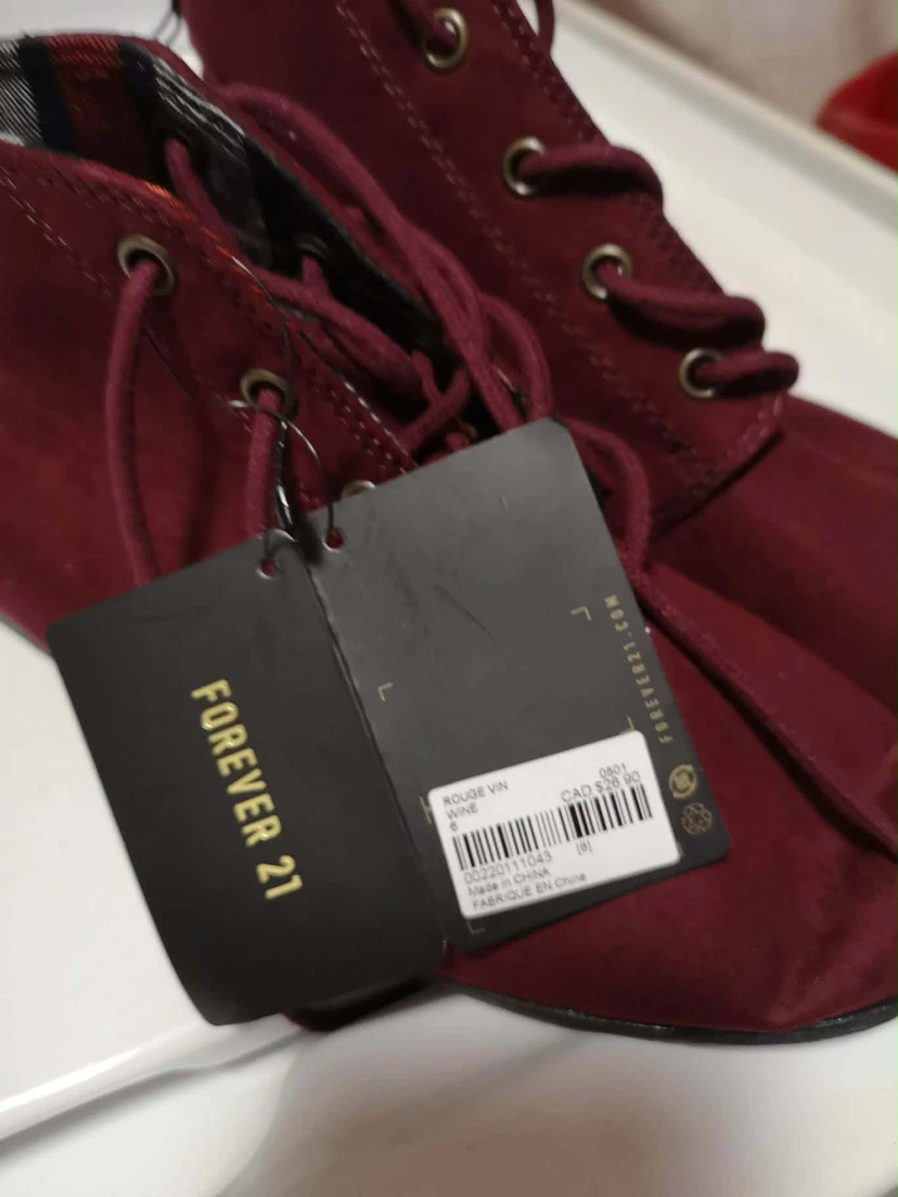 Forever 21 Burgundy Lace-Up Ankle Boots - photo 2
