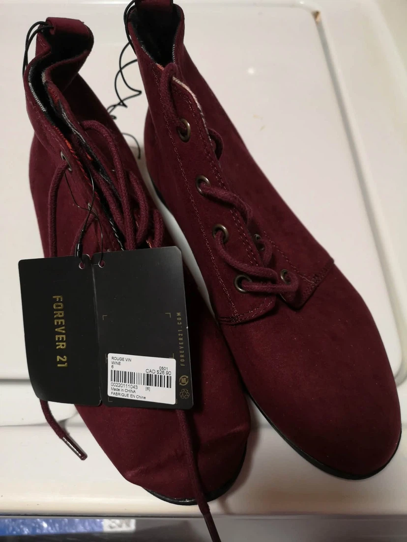 Forever 21 Burgundy Lace-Up Ankle Boots - photo 3