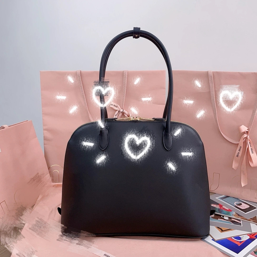 M-l-U Black Leather Dome Satchel Bag