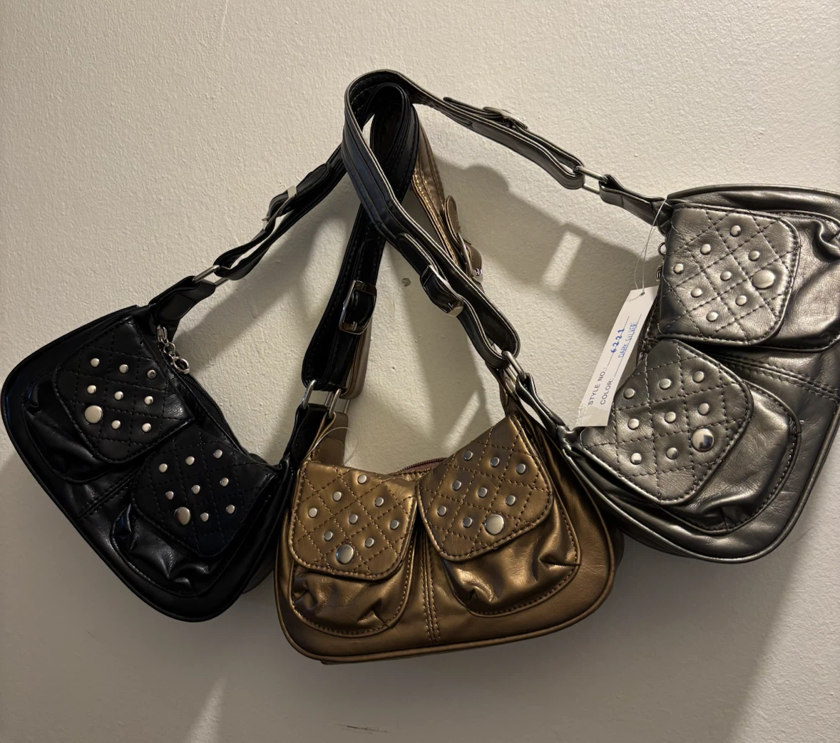 NEW-Lot of 3-Studded Shoulder Bags