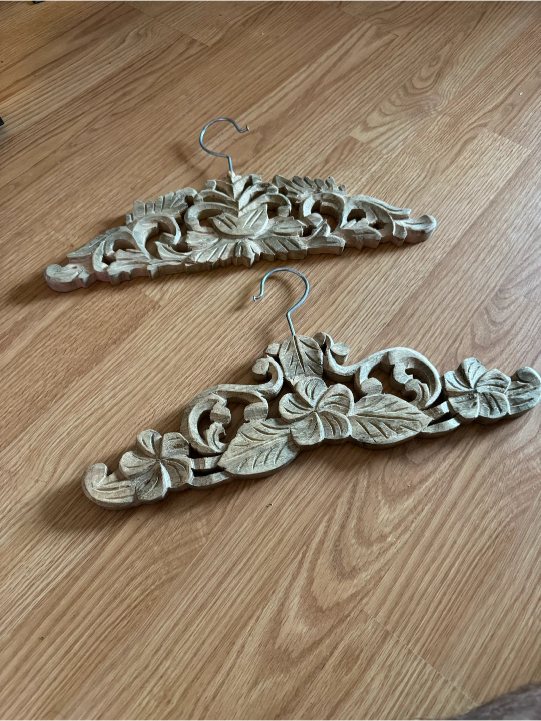 Carved Wooden Hangers (Set of 2)