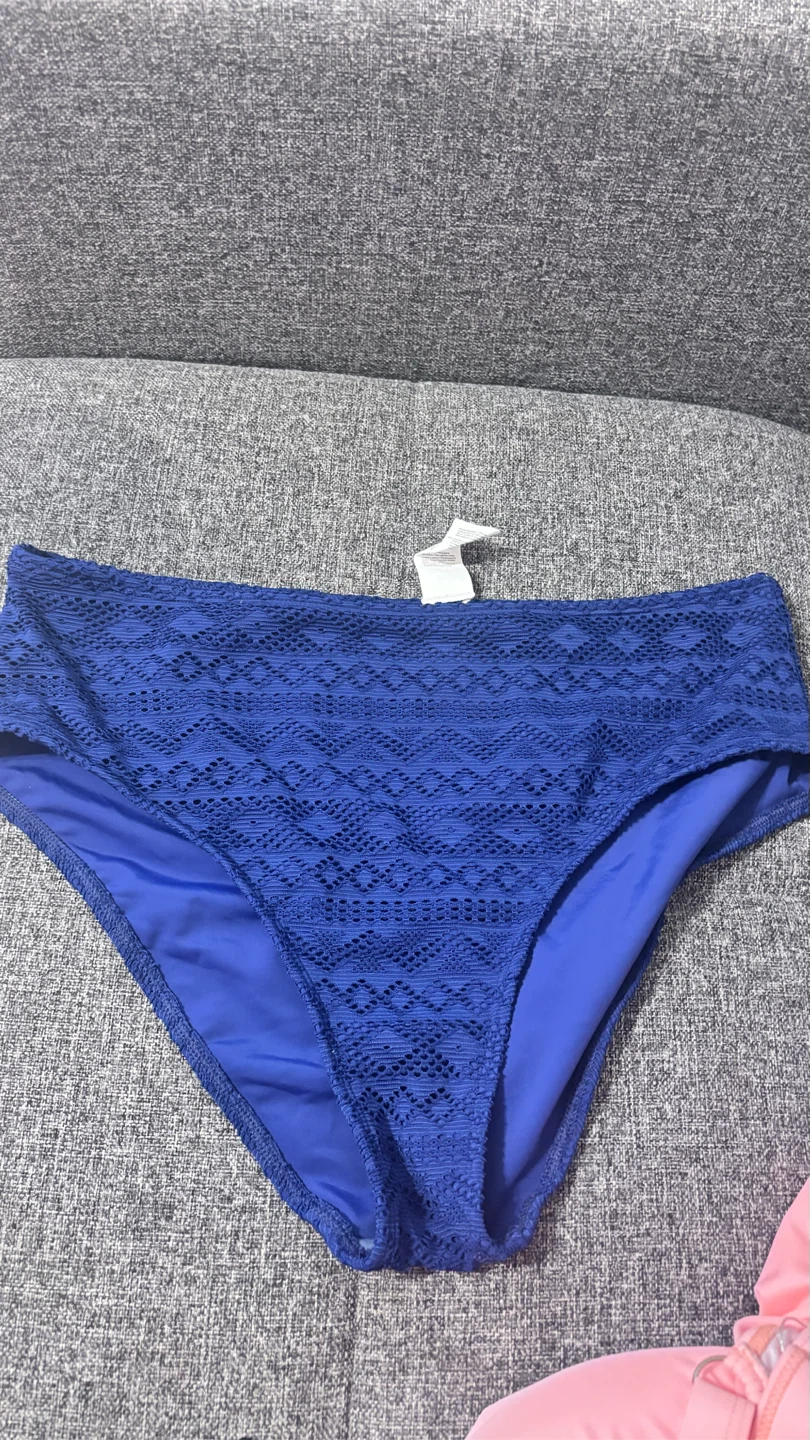 CUPSHE Navy Blue Crochet Tankini Swimsuit Set - photo 2