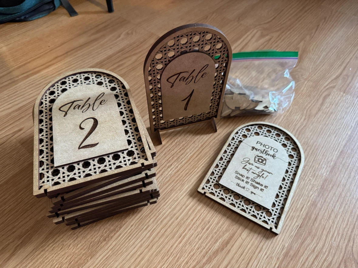Wooden Table Numbers & Photo Guestbook Sign