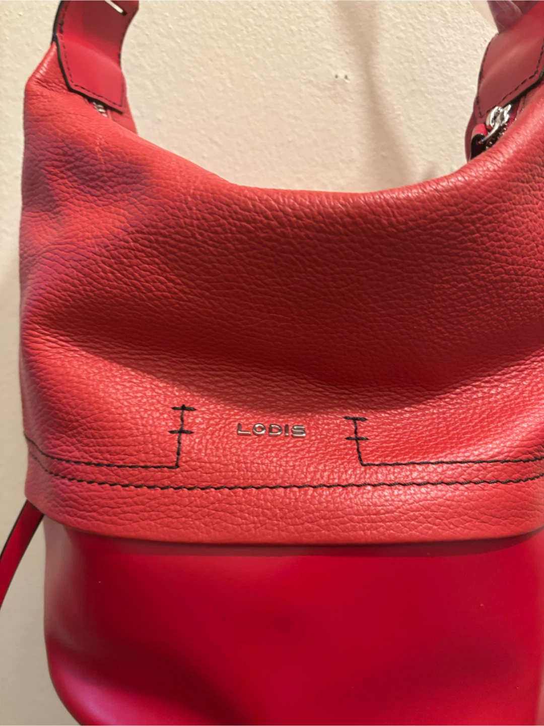 NEW-Lodis Red Leather Shoulder Bag