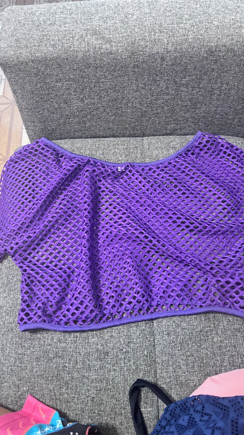 Purple Fishnet Cover-Up Top