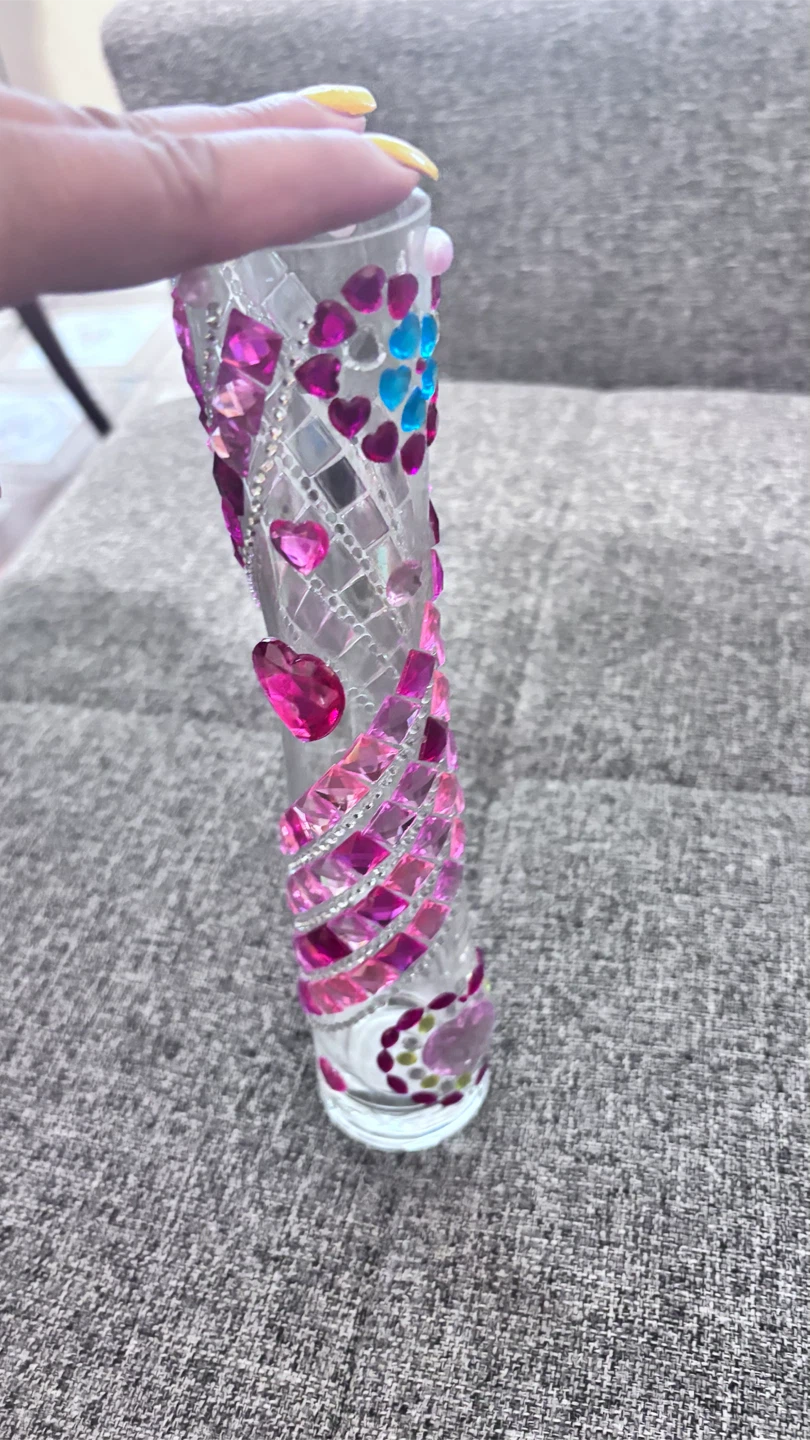 Decorative Glass Vase with Pink Rhinestones - photo 2