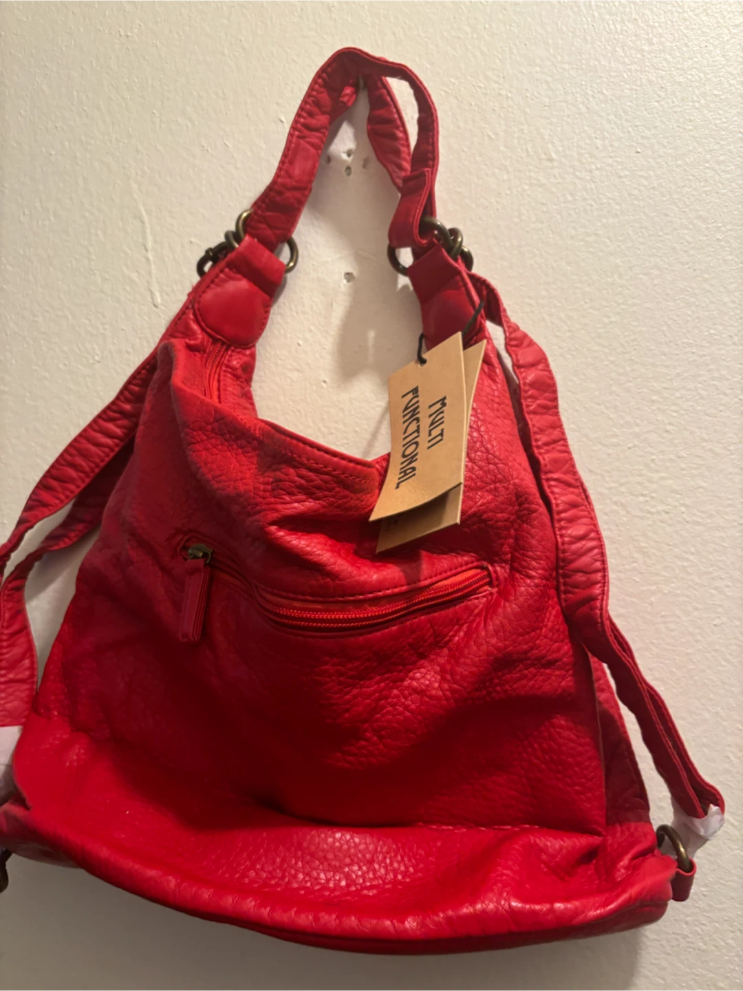 NEW-Red Multi-Functional Handbag/Backpack - photo 2