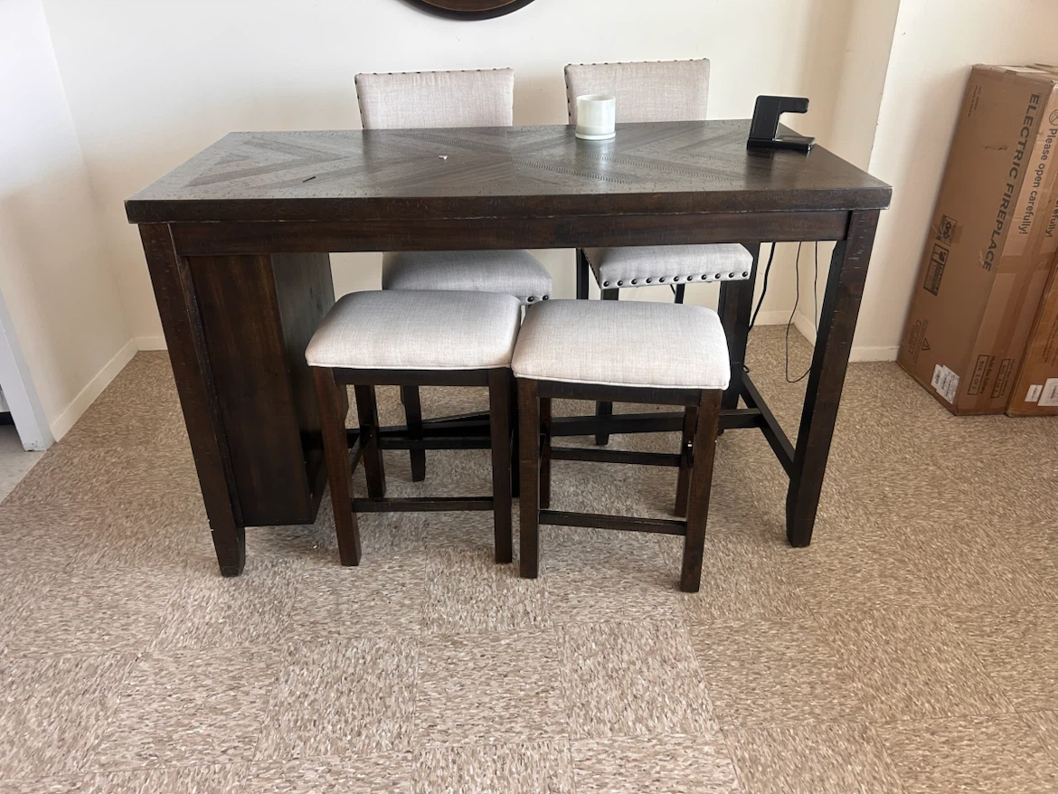 Dinning table with charging port & bar