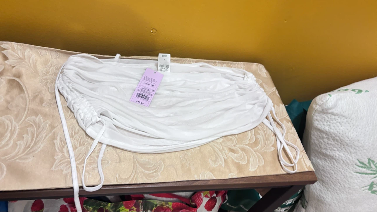 Wild Fable White Ruched Mesh Top