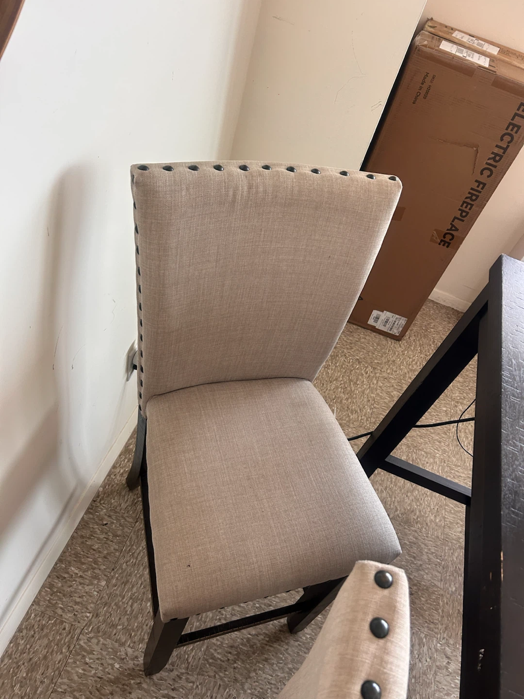 Bar table with charging port and chairs