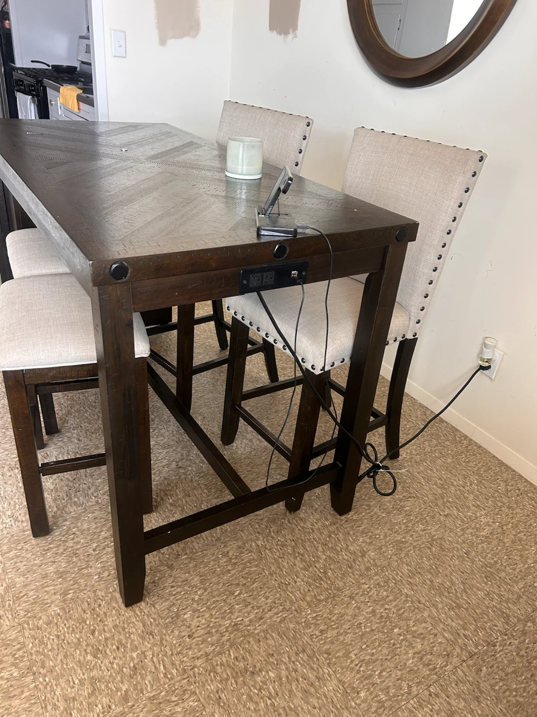 Bar table with charging port and chairs - photo 3