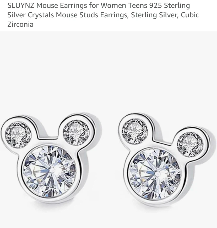 New Mouse Stud Earrings Sterling Silver