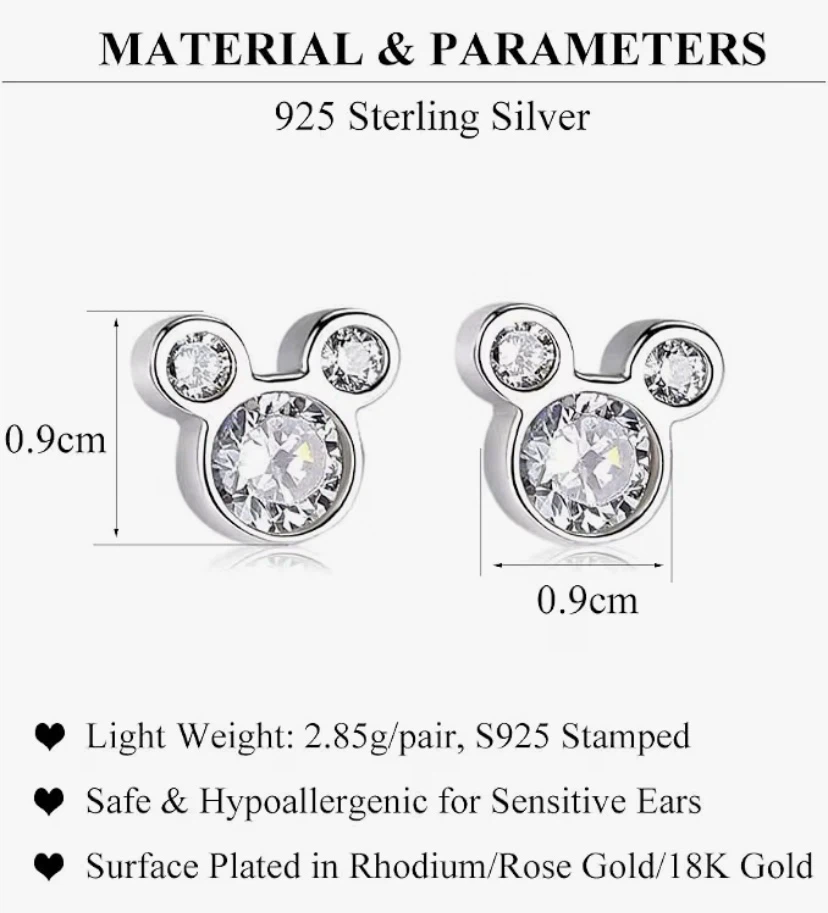 New Mouse Stud Earrings Sterling Silver - photo 3