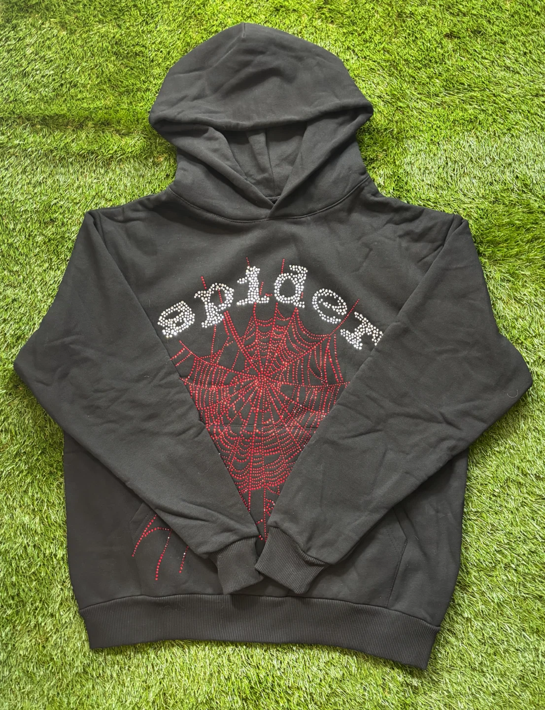 Red Rhinestone Sp5der Hoodie - photo 2