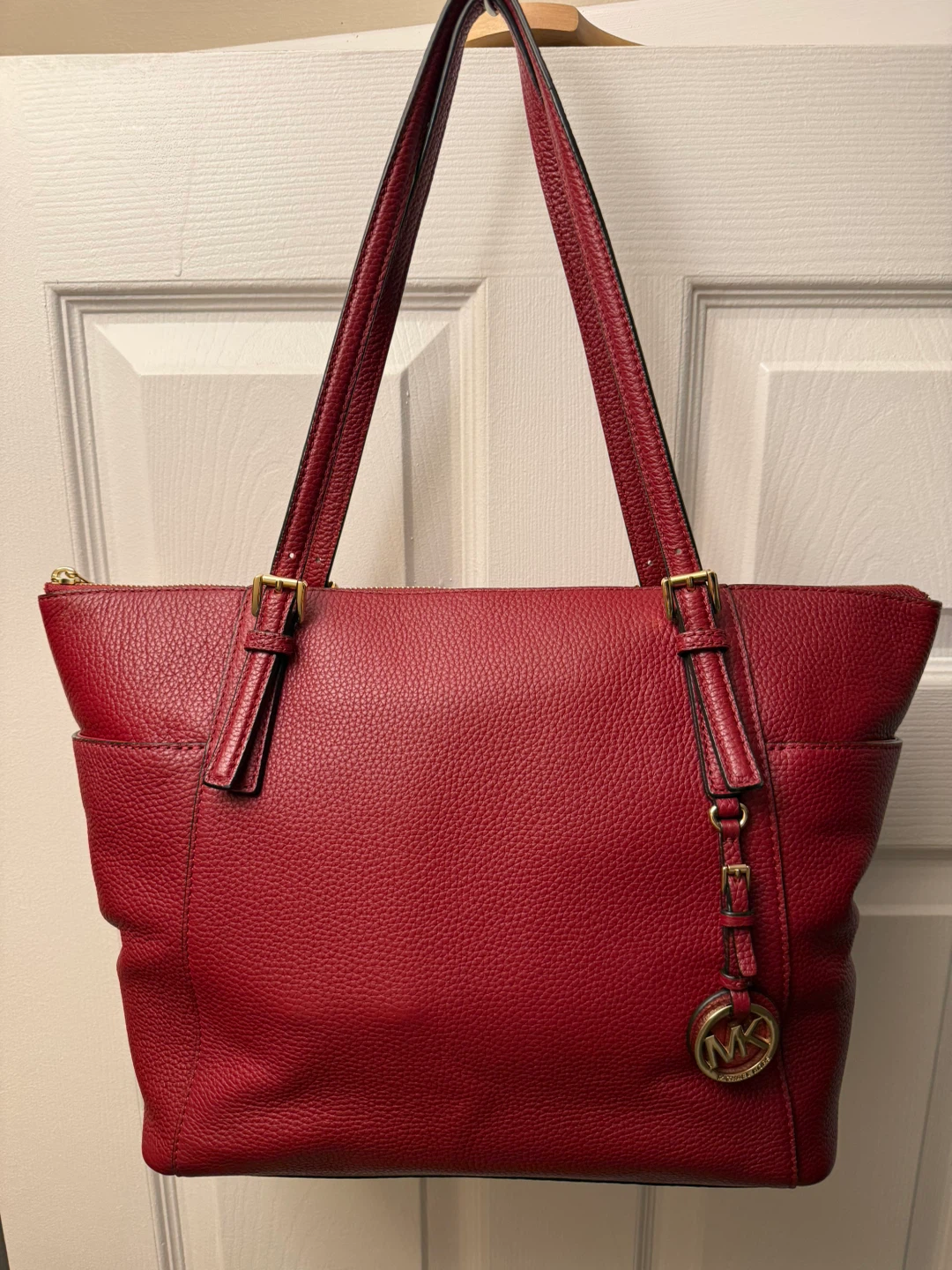 Michael Kors Red Leather Tote Bag