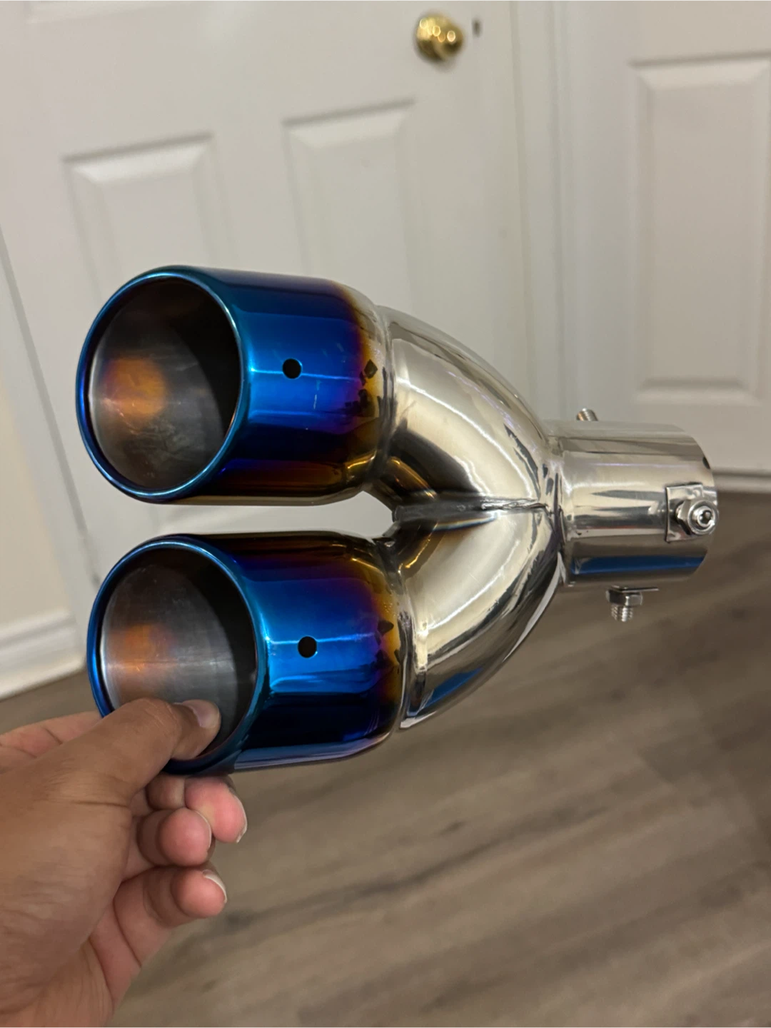 Dual Outlet Exhaust Tip - Stainless Steel with Burnt Blue Finish - photo 2