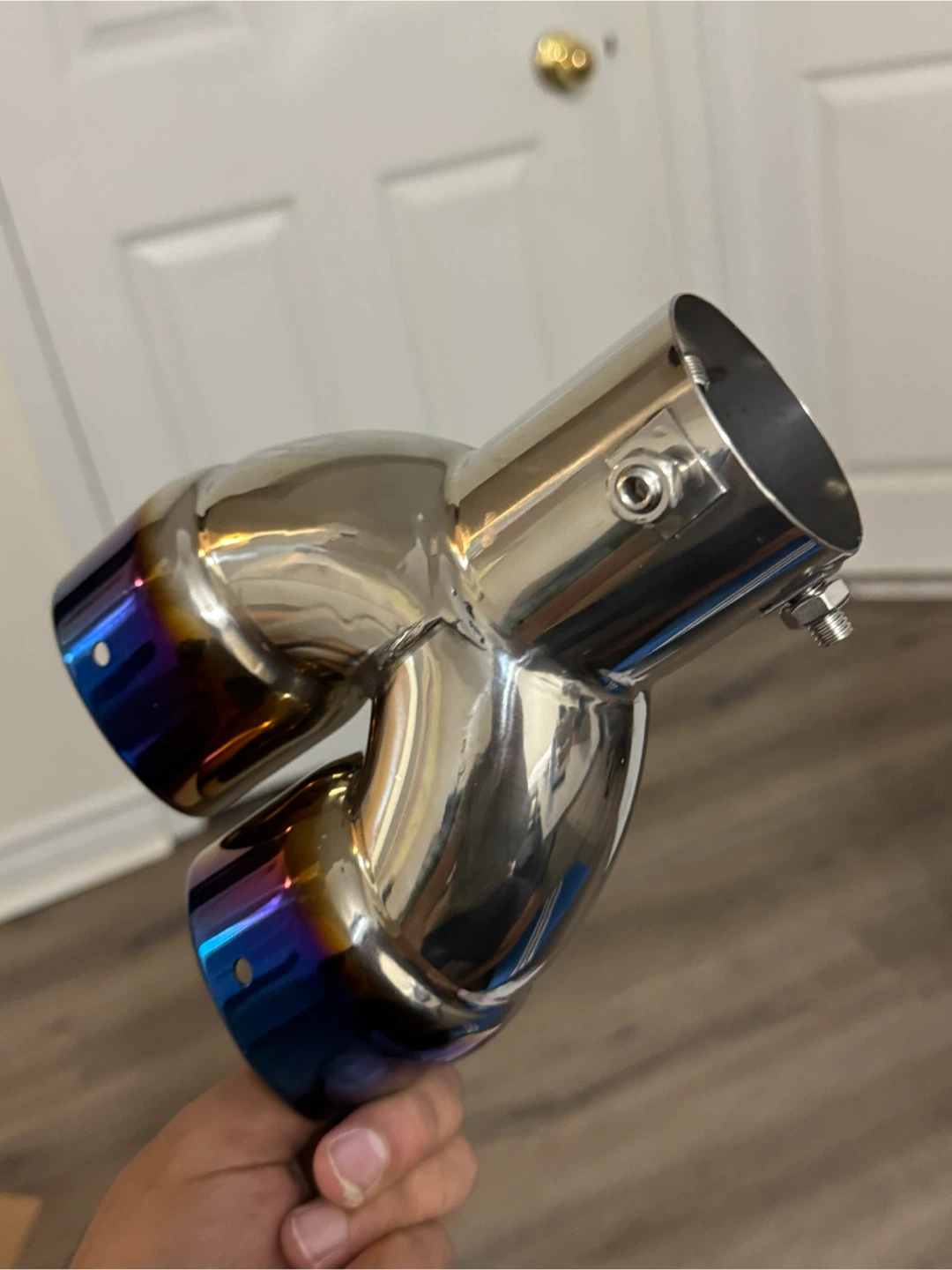 Dual Outlet Exhaust Tip - Stainless Steel with Burnt Blue Finish - photo 3
