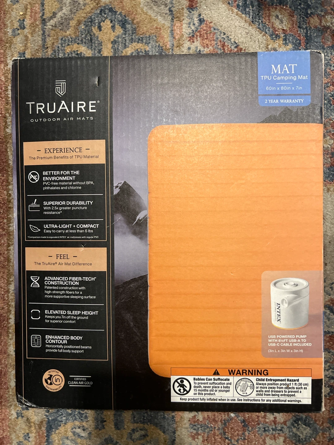 TRUAIRE TPU Camping Sleeping Mat - 60in x 80in x 7in - photo 2