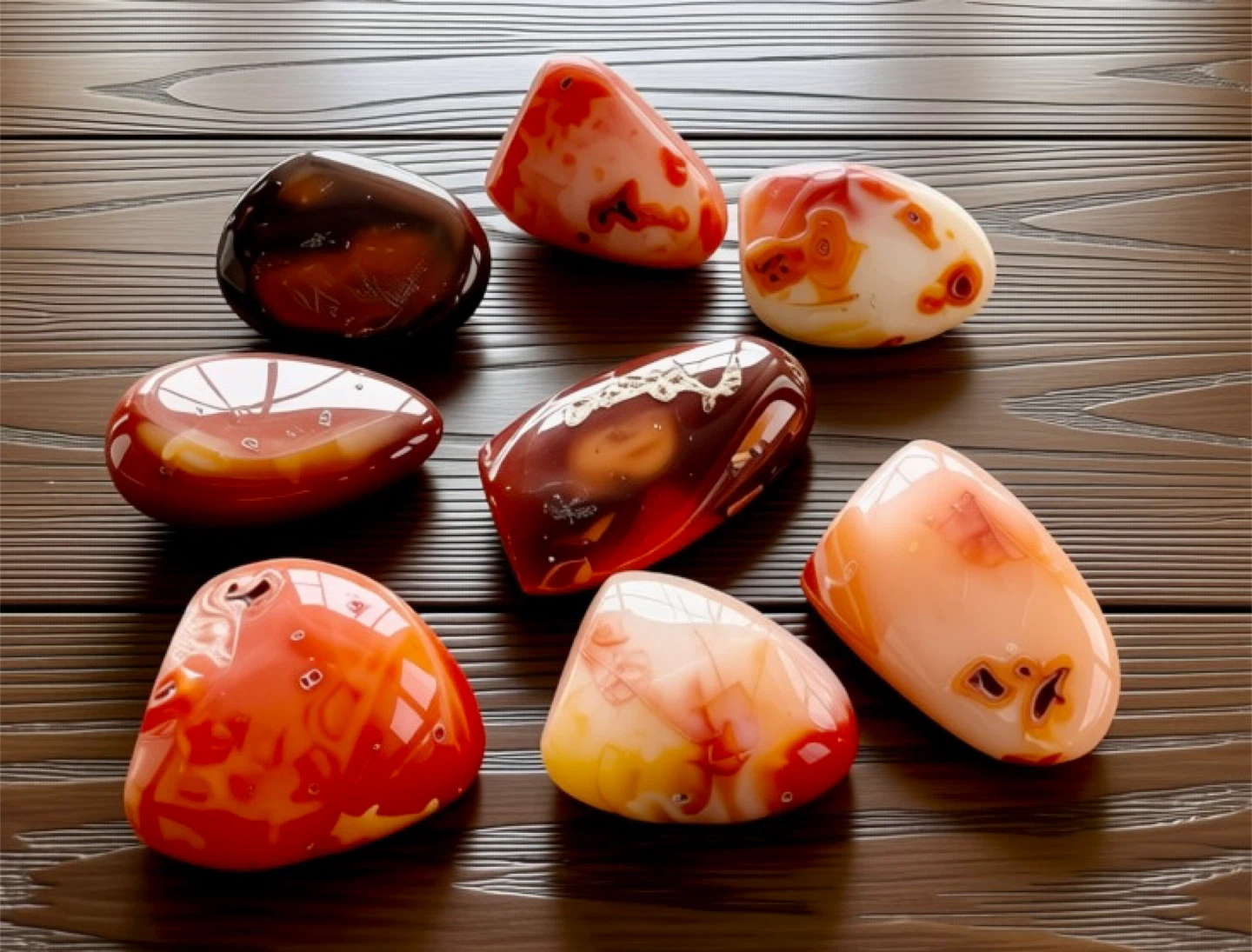 Collection of Polished Carnelian Agate Stones