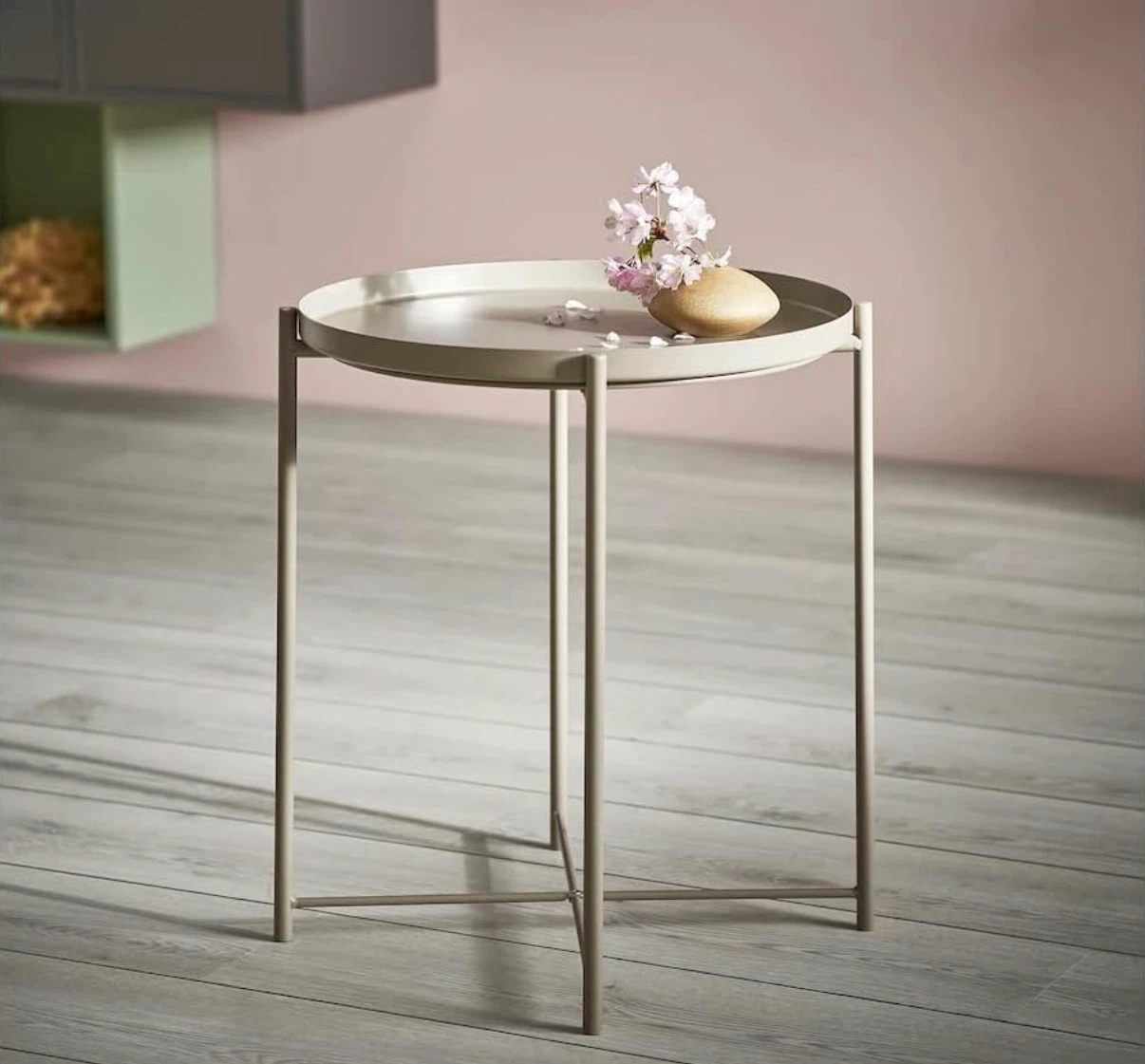 Round tray table grey