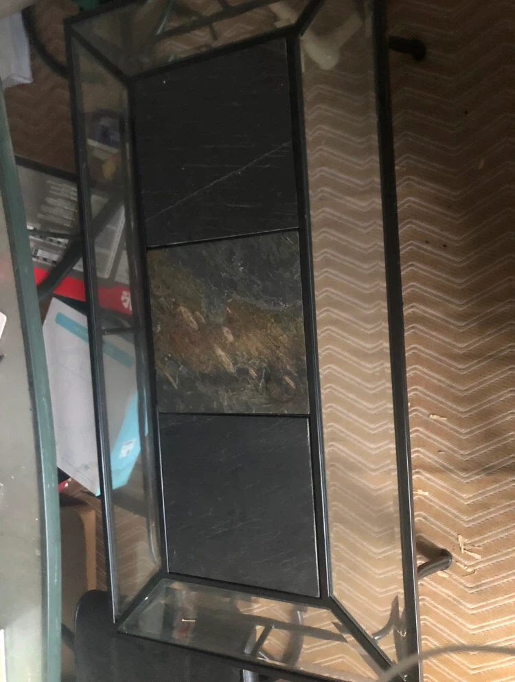 Glass Table with Metal Stand and stone in moddle - photo 3