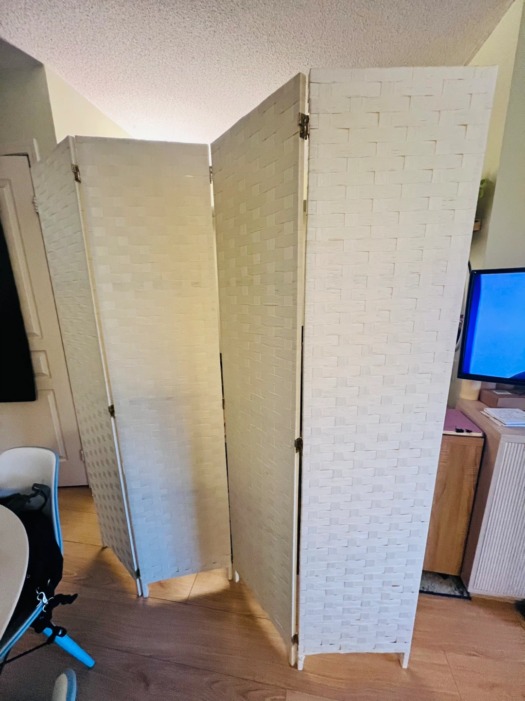 White 4-Panel Room Divider Screen - photo 2