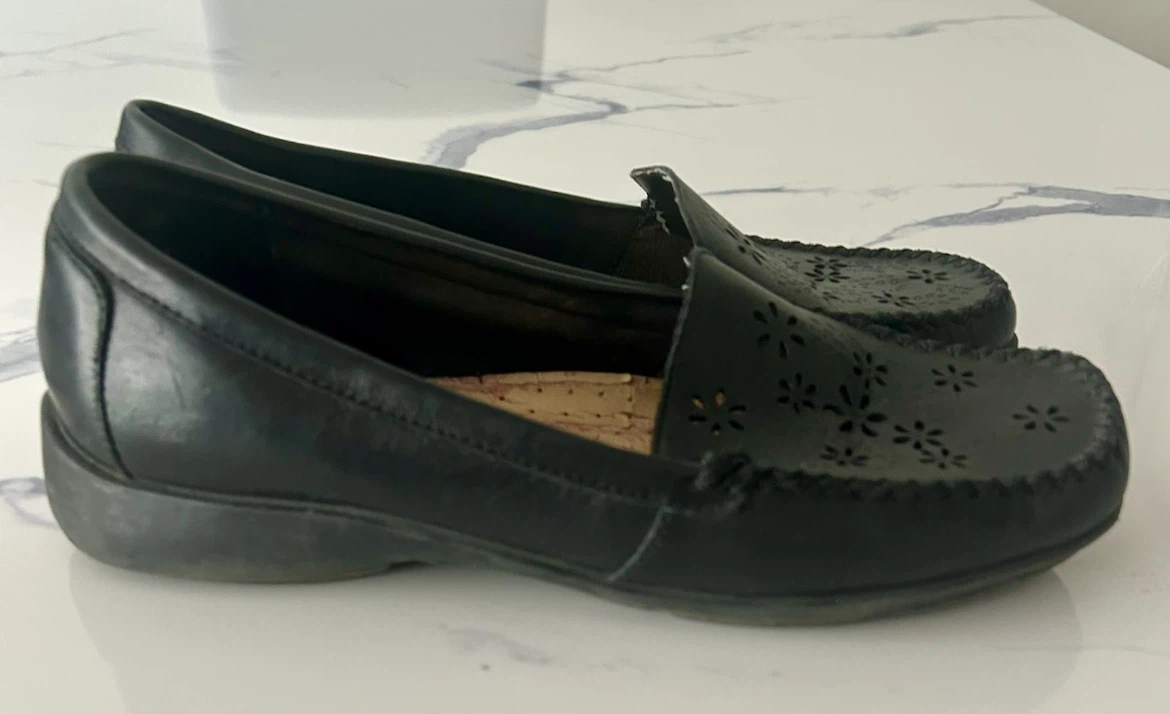 Black Leather Loafers - Women’s Size 9W - photo 2