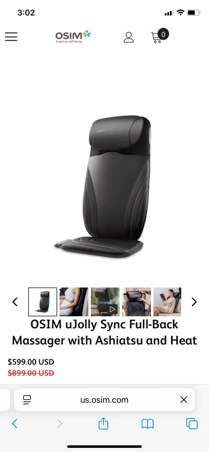 OSIM uJolly Sync Full-Back Massager with Ashiatsu and Heat