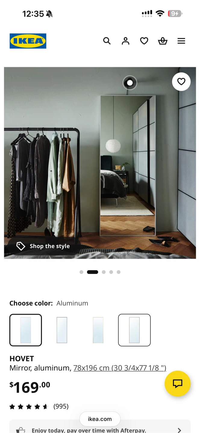 IKEA HOVET Mirror, Aluminum - photo 3