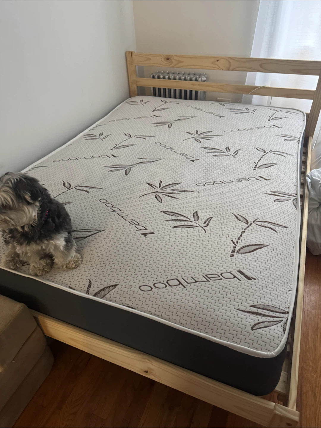 Full Size Pine Wood Bed Frame with built in headboard - photo 2
