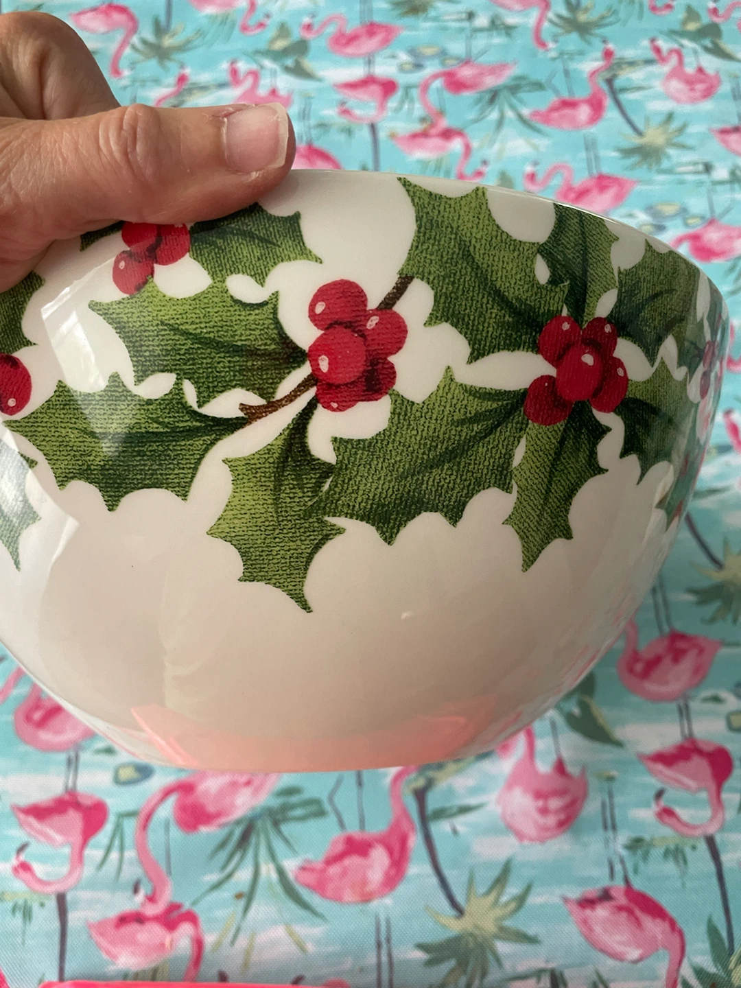 NEW! Serving Bowl with Holly Berry Design