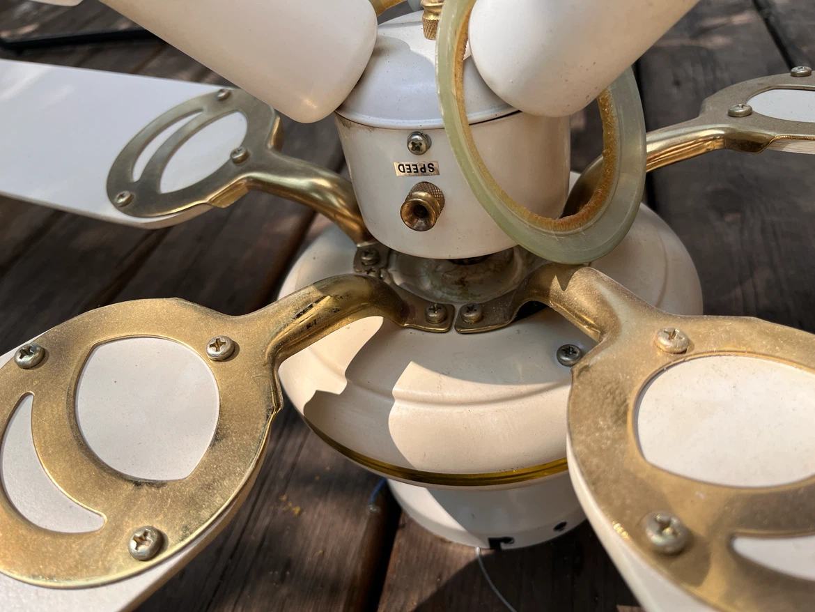White Ceiling Fan with Brass Accents - photo 3