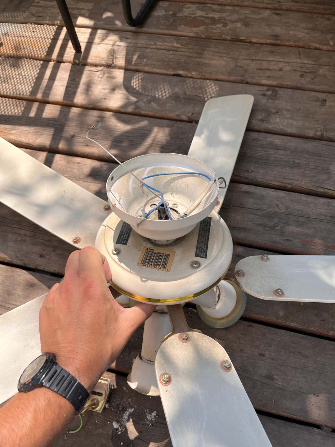 White Ceiling Fan with Brass Accents - photo 4