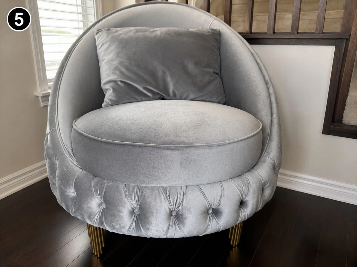 Velvet Chesterfield Sofa - Grey - photo 5