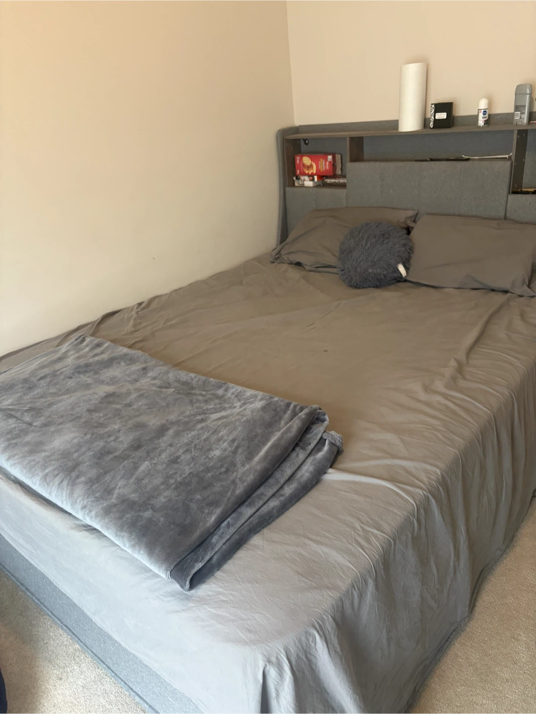 Grey Upholstered Storage Bed Frame