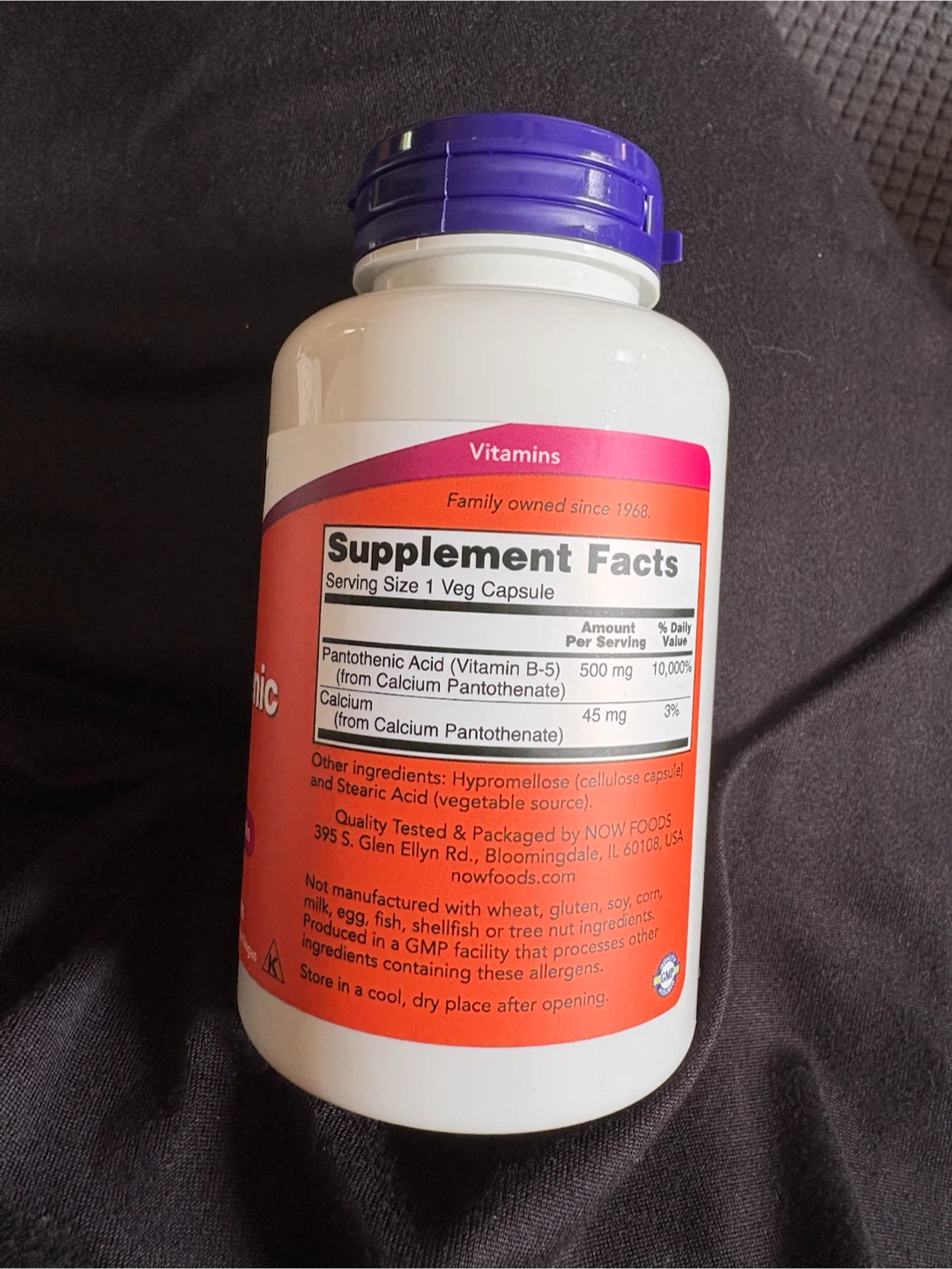 NOW Foods Pantothenic Acid (Vitamin B-5) 500mg, 100 Veg Capsules - photo 2