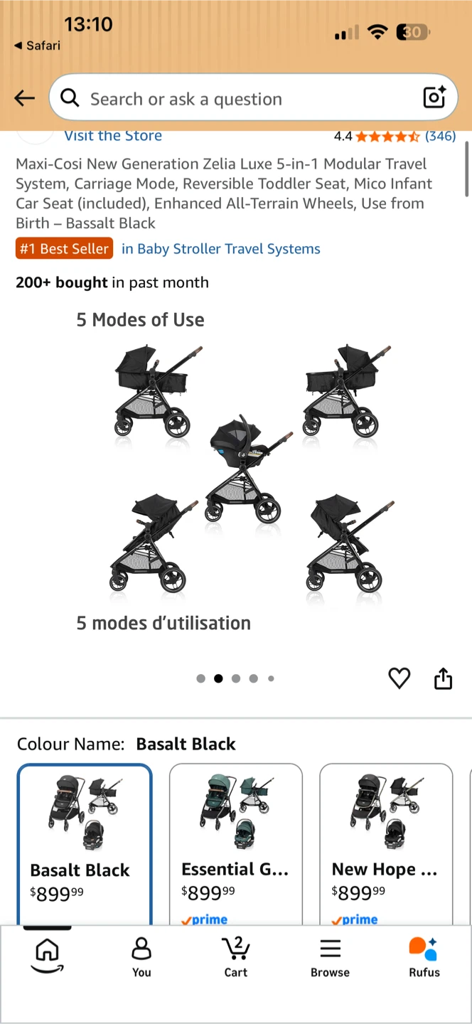 Maxi-Cosi Zelia Luxe 5-in-1 Modular Travel System - Basalt Black - photo 3