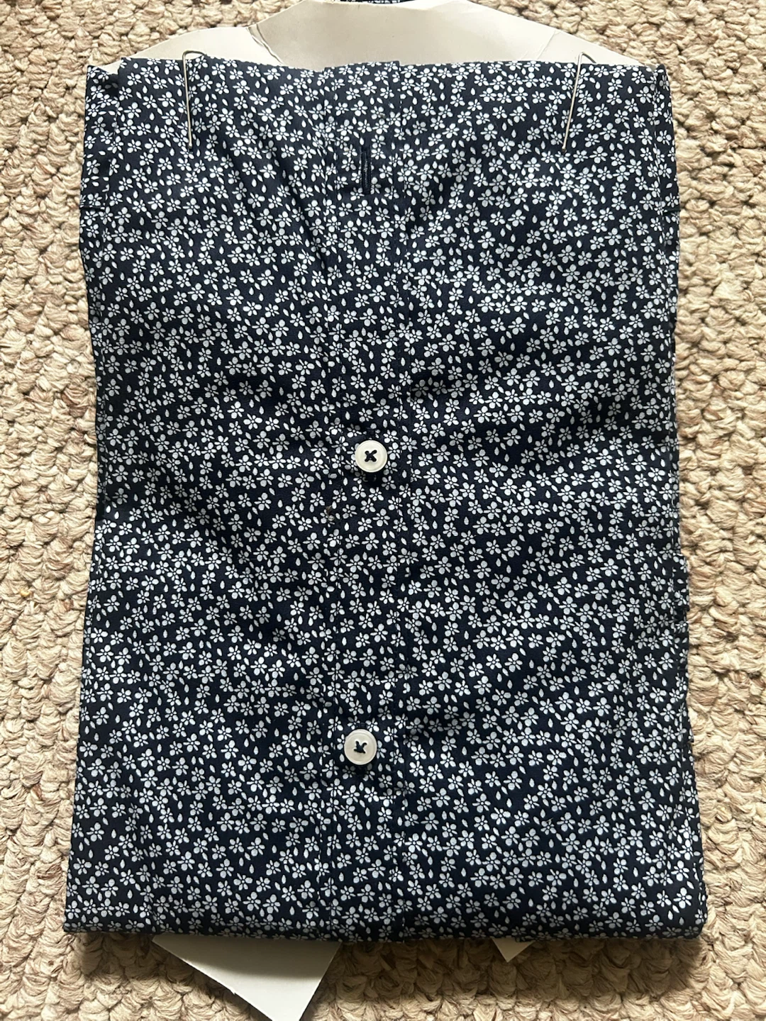 NWT ZARA Slim Fit Button-Up Shirt - Navy Floral Print - Size XL - photo 3