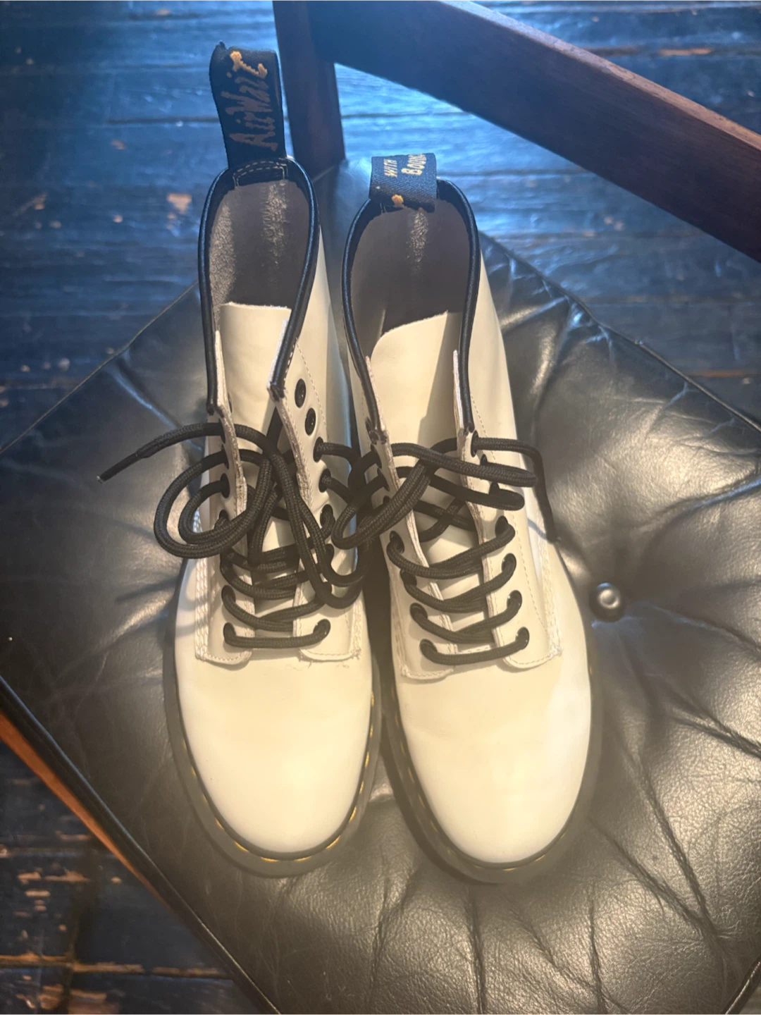 Dr. Martens White Leather Lace-Up Boots