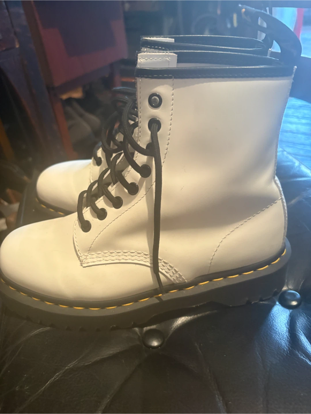 Dr. Martens White Leather Lace-Up Boots - photo 2