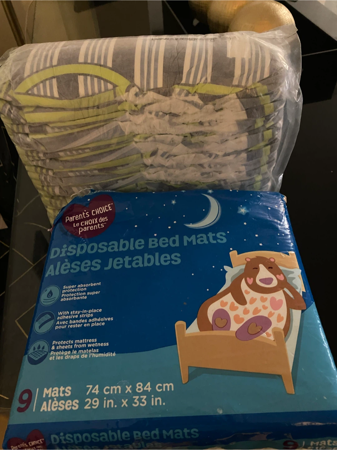 Kids training pants and disposable bed mats