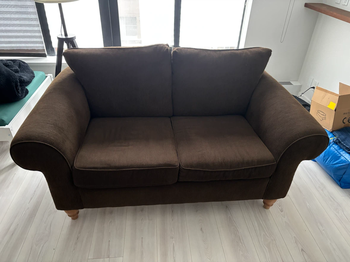 Brown Corduroy Loveseat Sofa