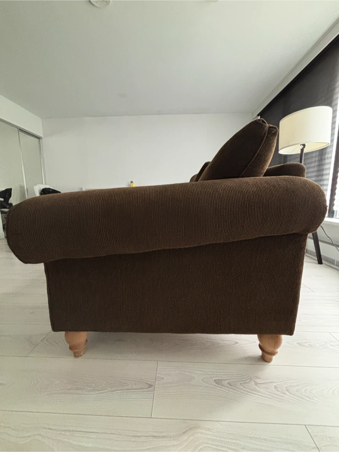 Brown Corduroy Loveseat Sofa - photo 4