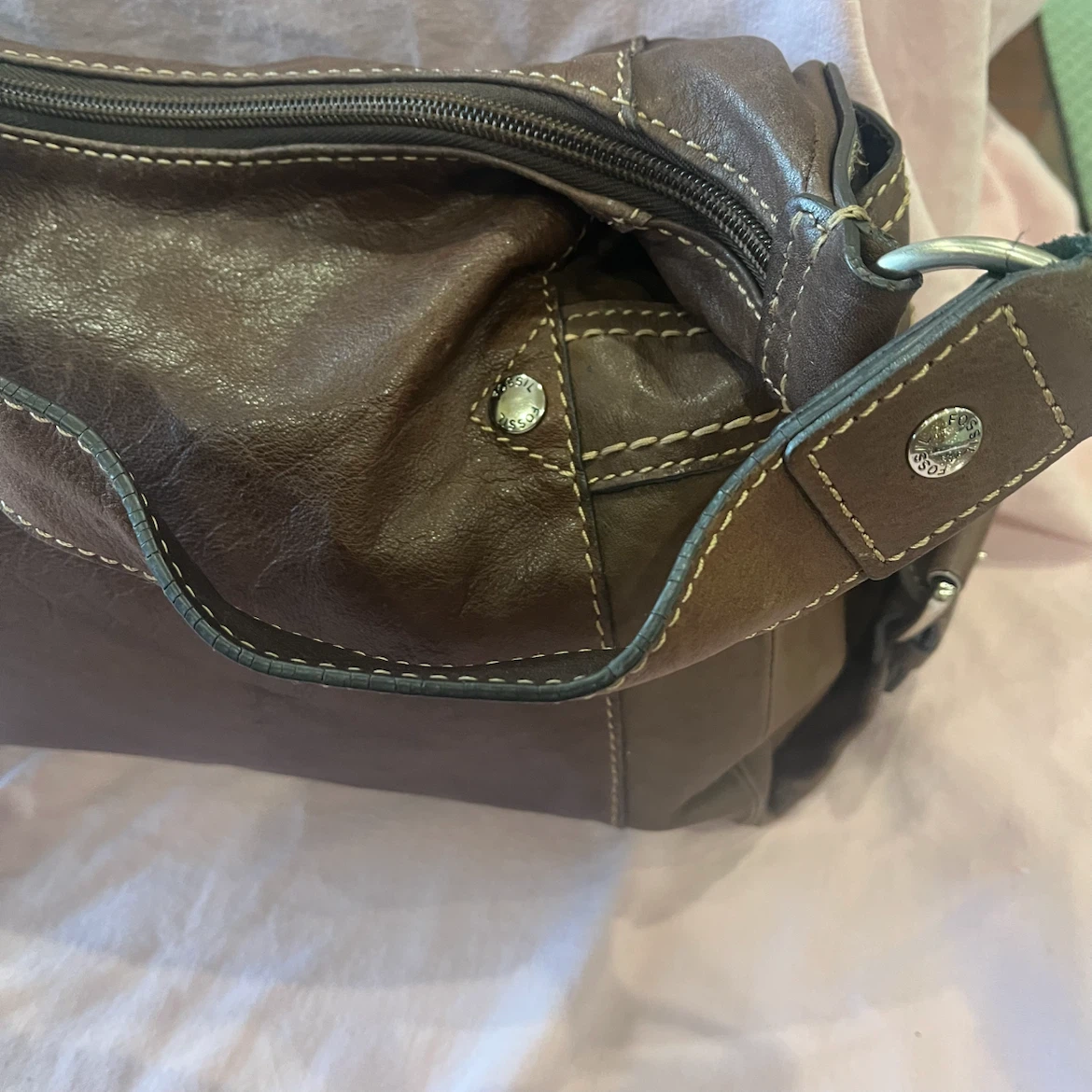 Fossil Brown Leather Hobo Purse - photo 4