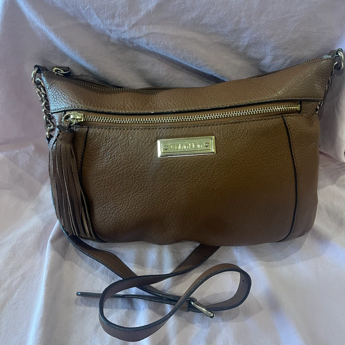 Calvin Klein Brown Leather Shoulder Bag