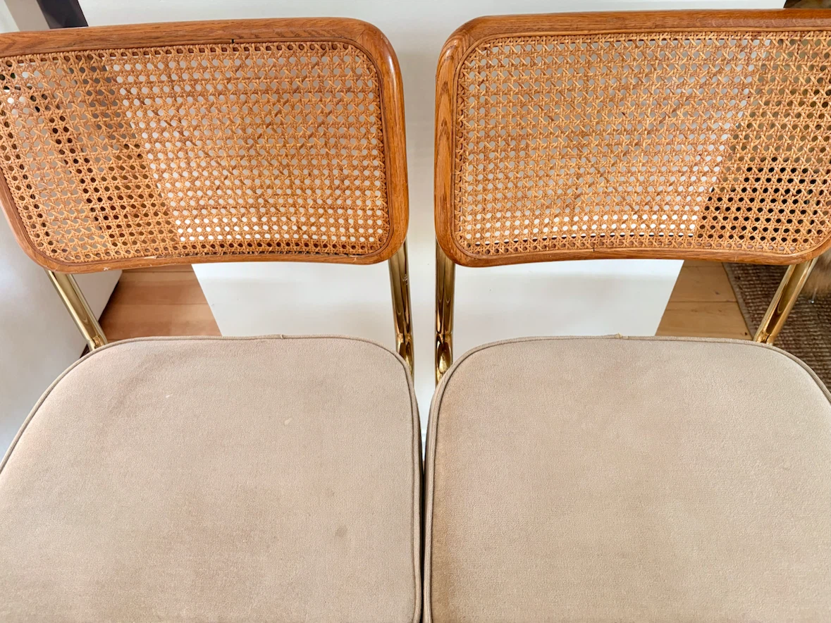 Pair of Mid-Century Modern Cane Back Counter Stools - photo 2