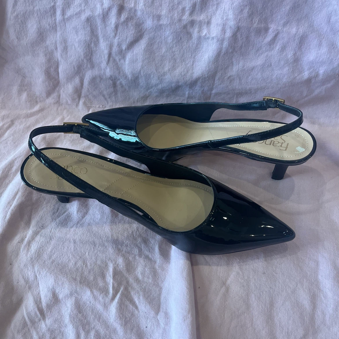 Franco Sarto Black Patent Slingback Heels Size 10 - photo 2