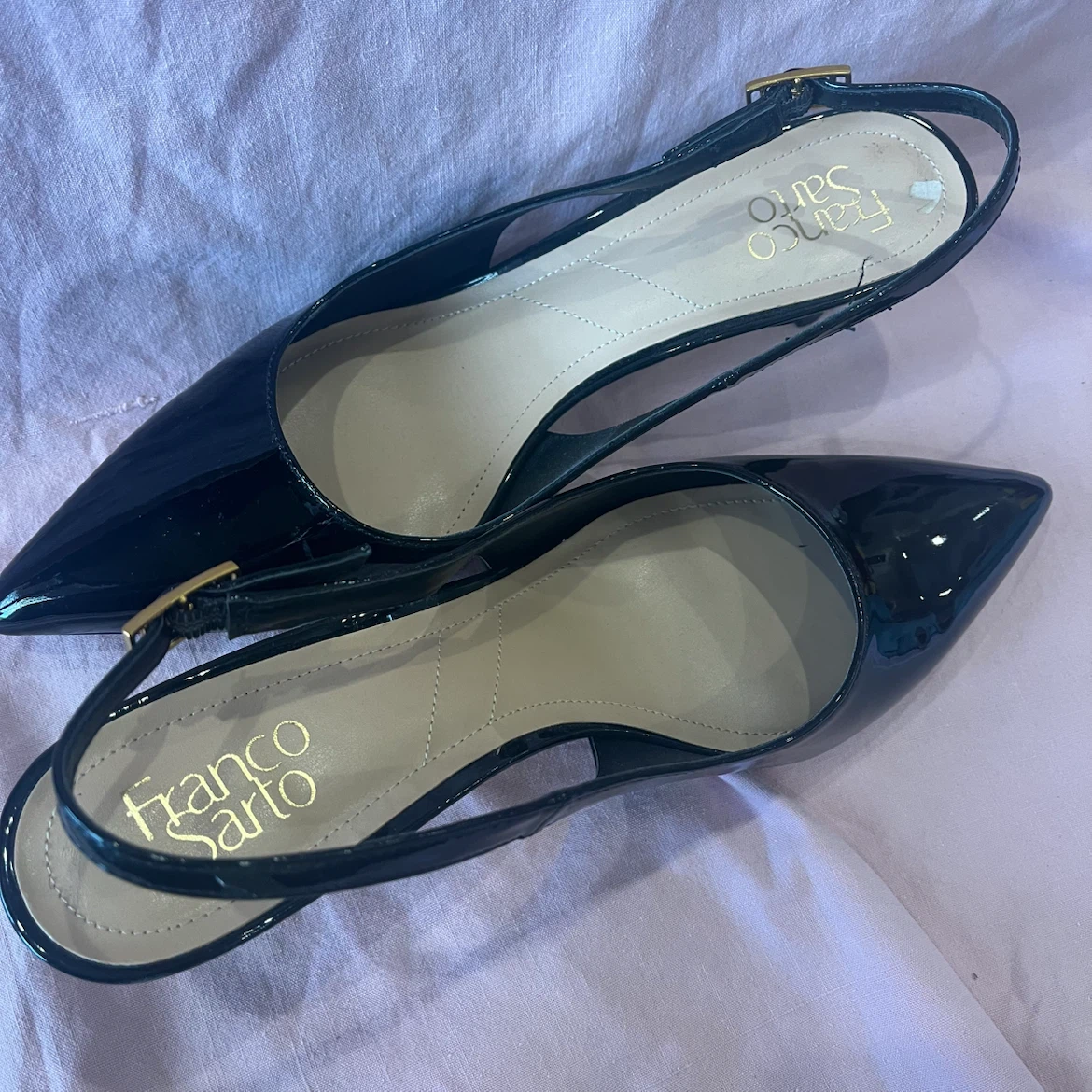 Franco Sarto Black Patent Slingback Heels Size 10 - photo 3
